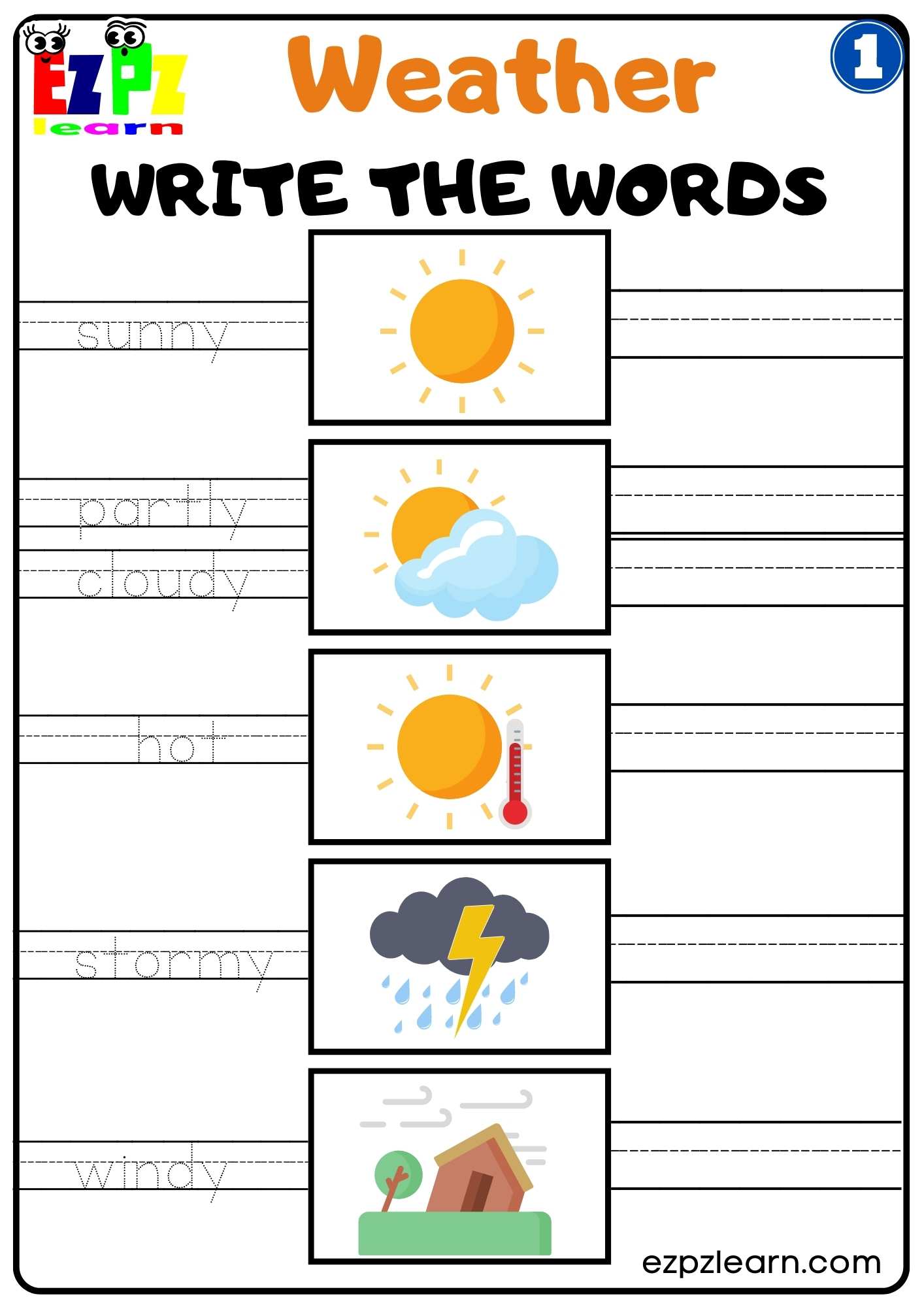 Group 1 Write the Words Easy Worksheet for Kids Free PDF Download